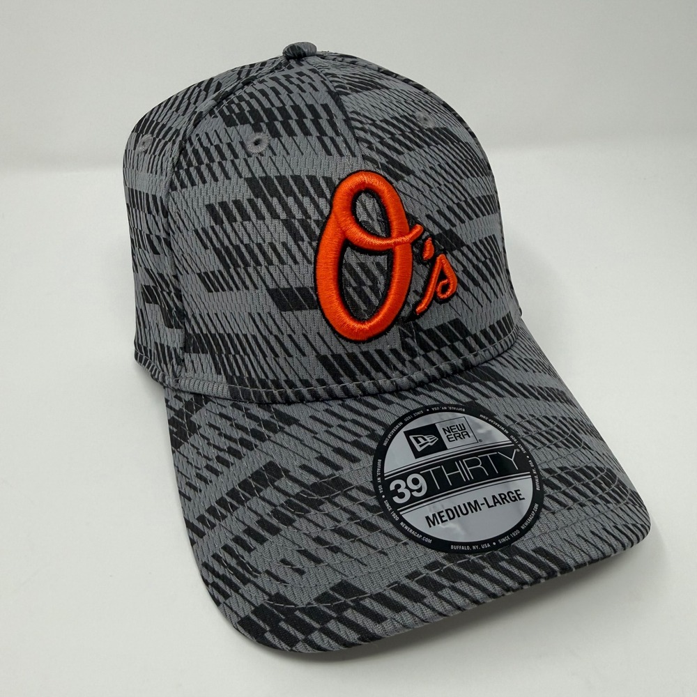 New Era Baltimore Orioles 39THIRTY MLB Baseball Cap Medium Large Gray Orange NEW
